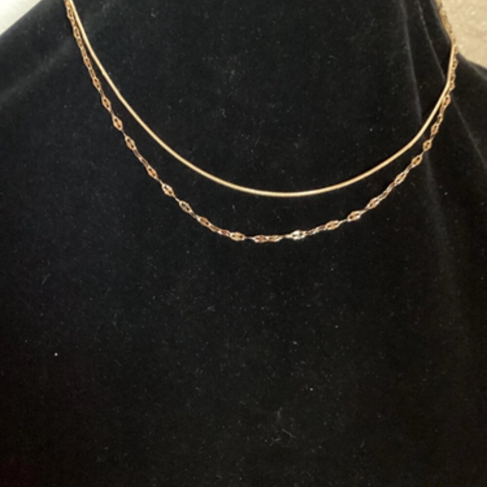 Double-Strand Fashion 18k Gold Plated Chain Necklace Adjustable 17” to 19”